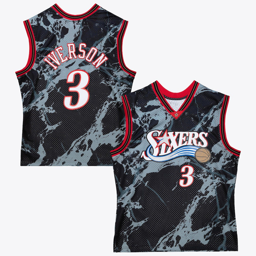Philadelphia 76ers Merch 2026 76ers #3 Allen Iverson 2000 Team Marble Swingman Jersey Sixers Merch - Merchluma