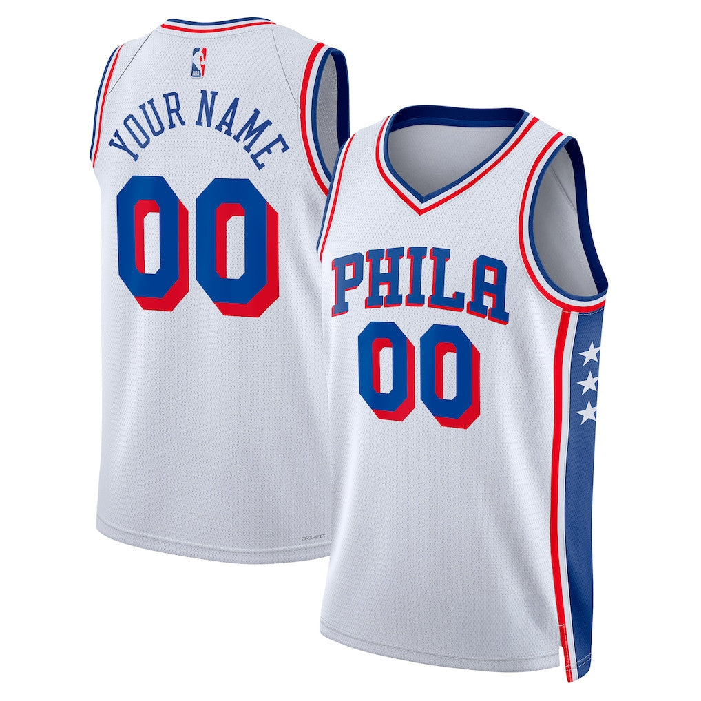 Custom Philadelphia 76ers Merch 2026 Philadelphia 76ers Basketball Jersey White Gifts For Son - Merchluma