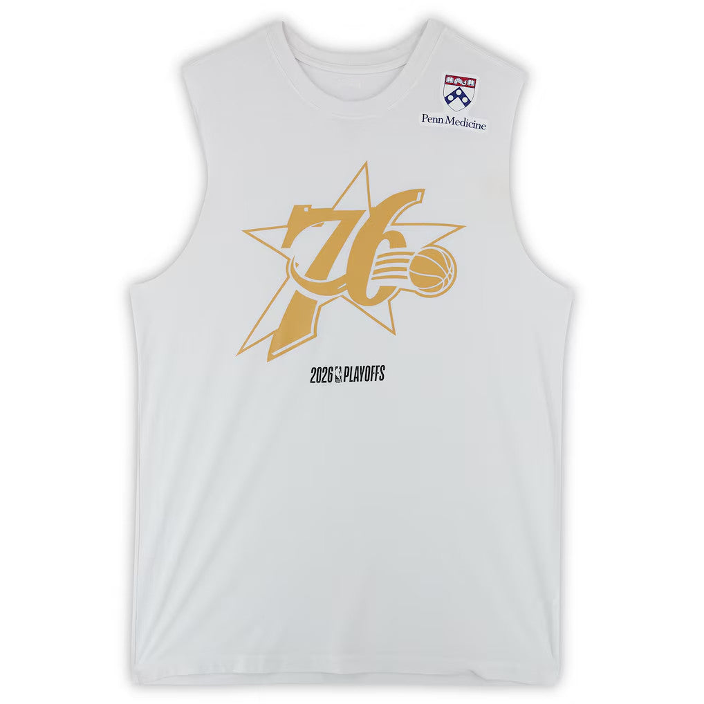 Philadelphia 76ers Merch 2026 Philadelphia 76ers Playoffs White Muscle Tank Gifts For Brother - Merchluma