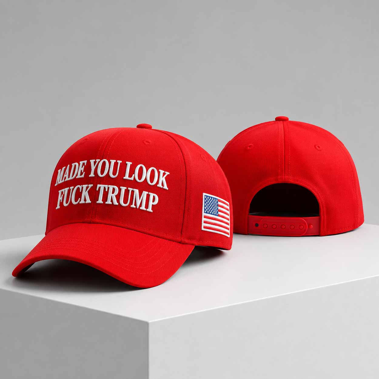 Made You Look F Trump Flag Hat Red Embroidered Political Cap Funny Dad Gifts - Merchluma
