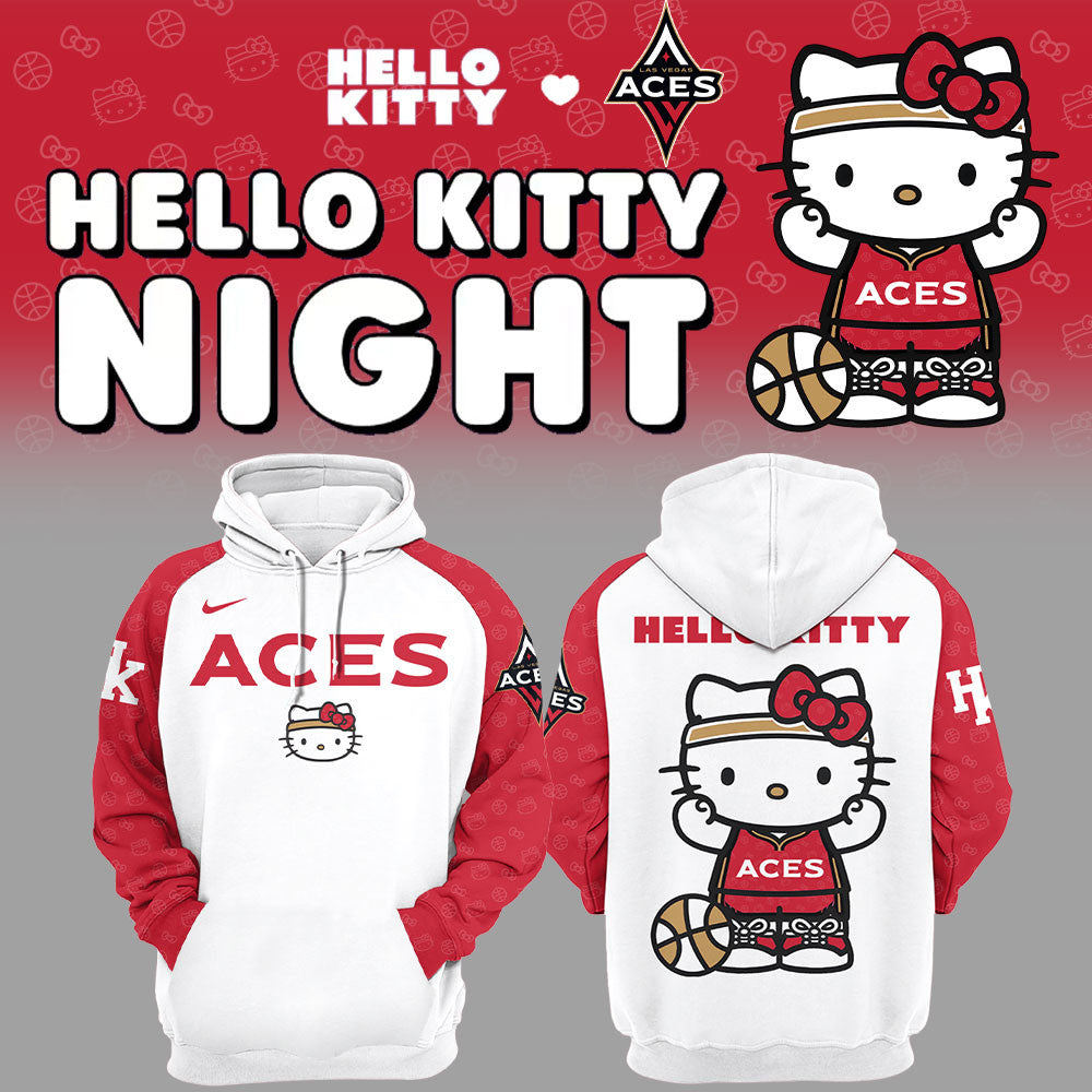 Aces x Hello Kitty Night Hoodie Las Vegas Aces Merch Gift For Basketball Lover - Merchluma