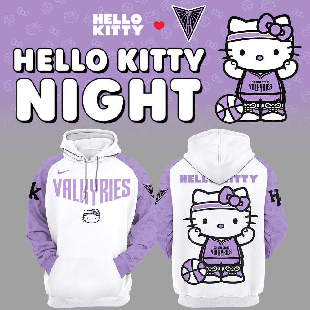 Golden State Valkyries x Hello Kitty Night Hoodie Valkyries Merch Gift For Basketball Lover - Merchluma