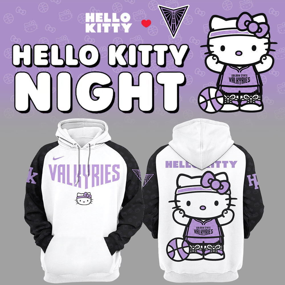 Golden State Valkyries x Hello Kitty Night Hoodie Valkyries Merch Gifts For Basketball Fan - Merchluma