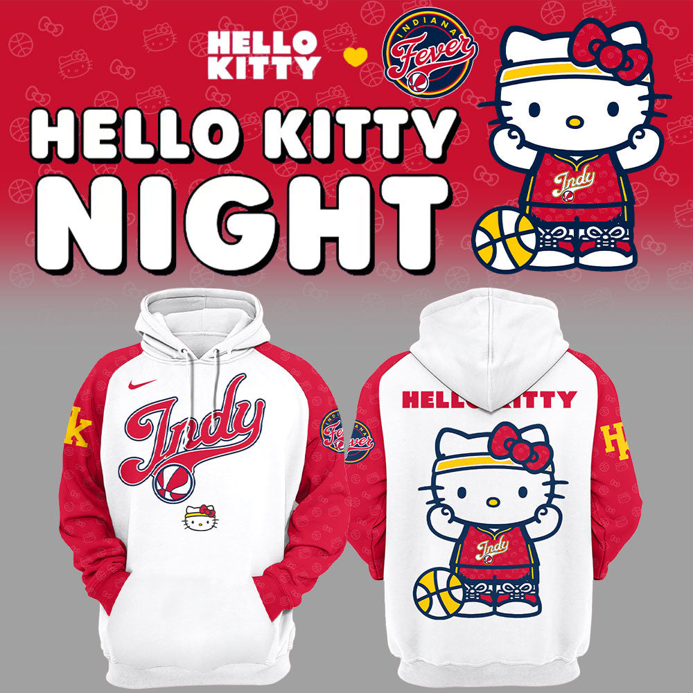 Indiana Fever x Hello Kitty Night Hoodie Indiana Fever Merch Best Gifts For Basketball Fans - Merchluma