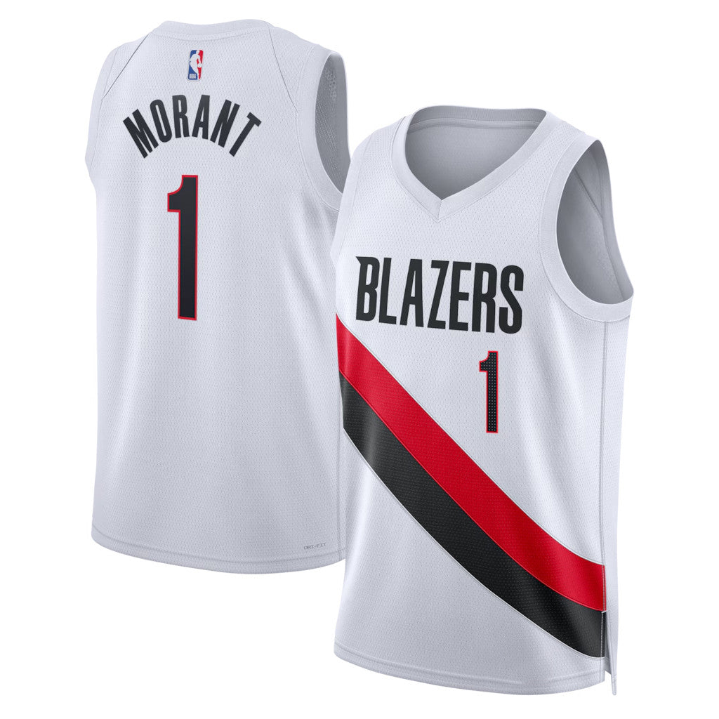 Ja Morant Merch 2026 Portland Trail Blazers #1 Ja Morant Swingman Jersey White Gifts For Him - Merchluma