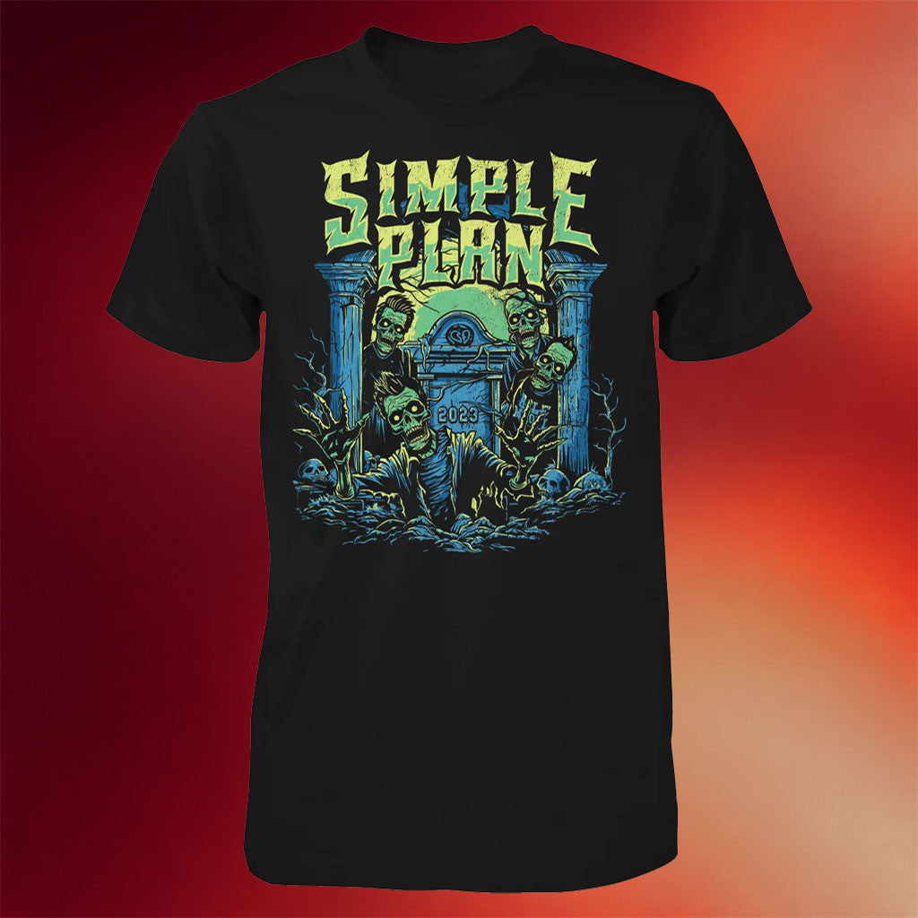 Simple Plan Merch 2026 Halloween Tombstone T-Shirt Gifts For Rock Lovers - Merchluma