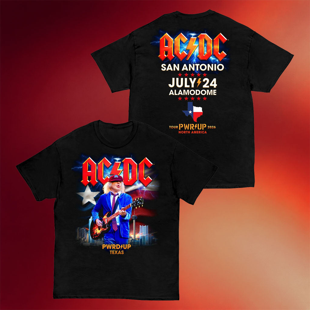 ACDC Merch 2026 San Antonio PWR UP Tour T-Shirt ACDC Shirt Gifts For Rock Band Fans - Merchluma