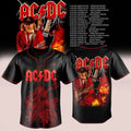 ACDC Power Up Tour Baseball Jersey Black ACDC Merch Gifts For Rock Band Fans - Merchluma
