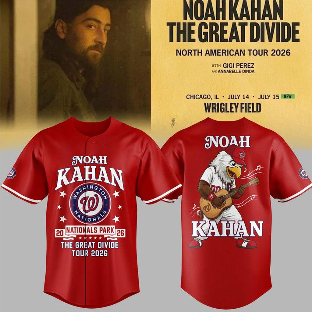 Washington Nationals X Noah Kahan The Great Divide Tour 2026 Baseball Jersey Nationals Merch - Merchluma