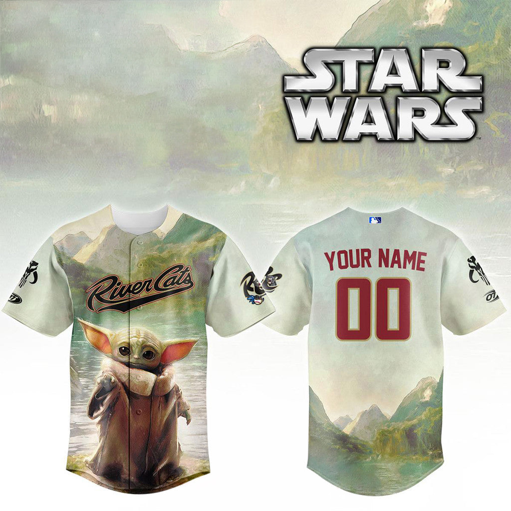 Custom Sacramento River Cats Star Wars Night 2026 Baby Yoda Jersey Sacramento River Cats Merch - Merchluma