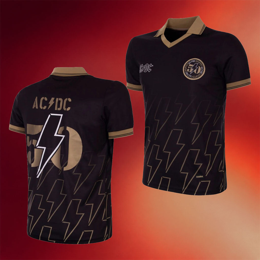 ACDC Merch 2026 Black and Gold PWR UP Tour V-Neck Jersey ACDC Shirt Gifts For Rock Fan - Merchluma