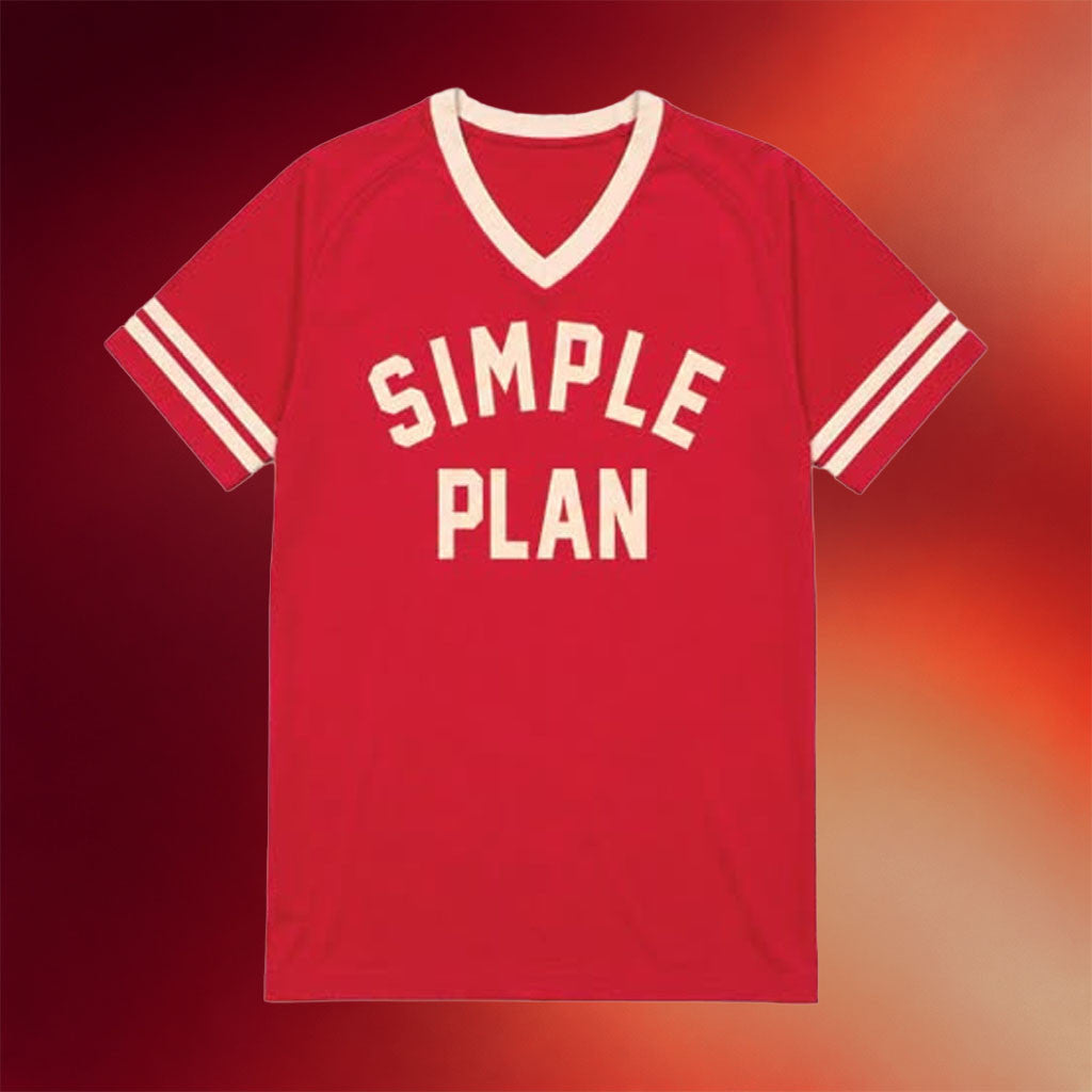Simple Plan Merch Simple Plan The Bigger Than You Think Tour 2026 V-Neck Shirt Red Fans Gifts - Merchluma