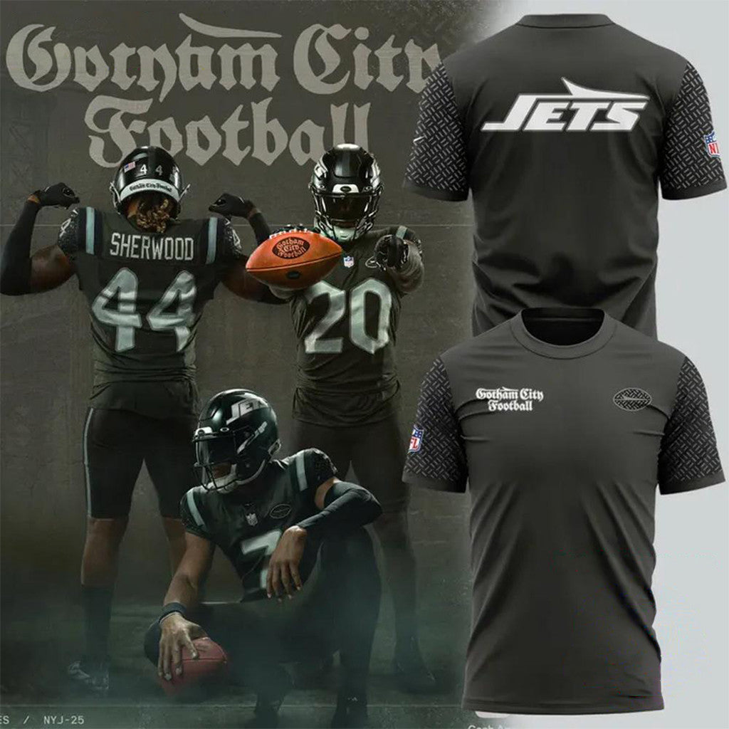 New York Jets Gotham City Football Uniforms T-Shirt NY Jets Merch Gifts For Boyfriend - Merchluma
