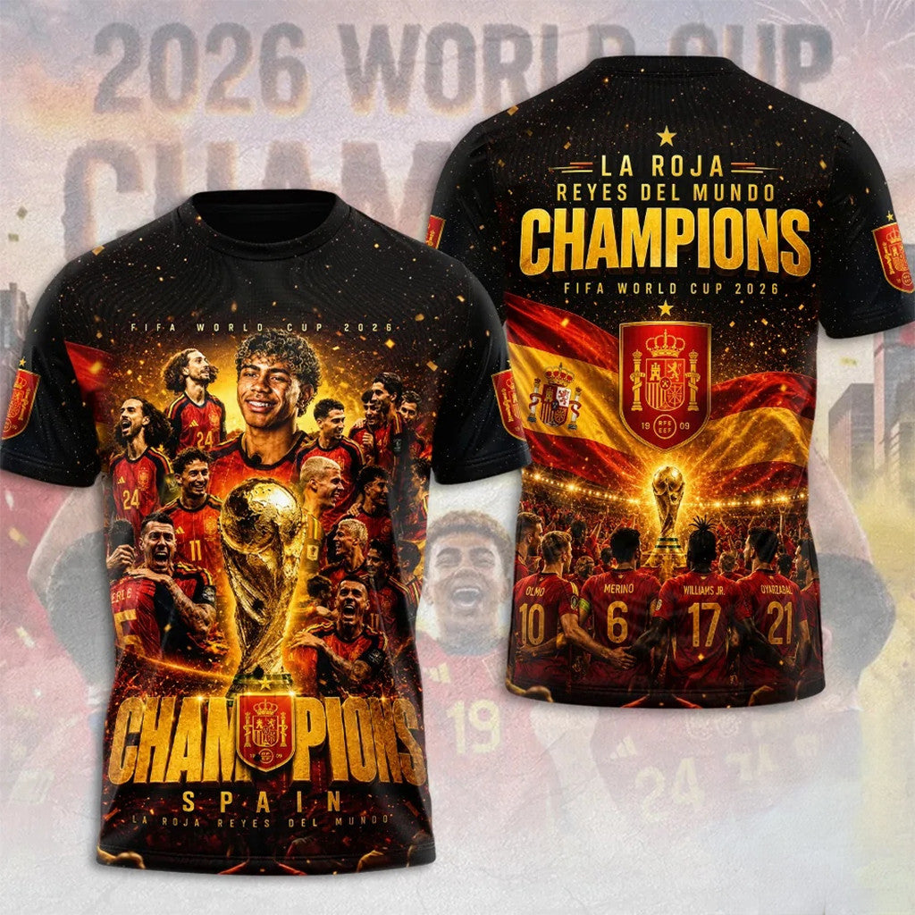 Spain National Football Team FIFA World Cup 2026 Champions T-Shirt Spain Football Fan Gear - Merchluma