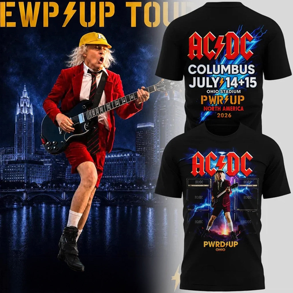 Acdc Power Up Tour X Ohio Stadium T-Shirt Black ACDC Merch Gifts For Rock Fans - Merchluma