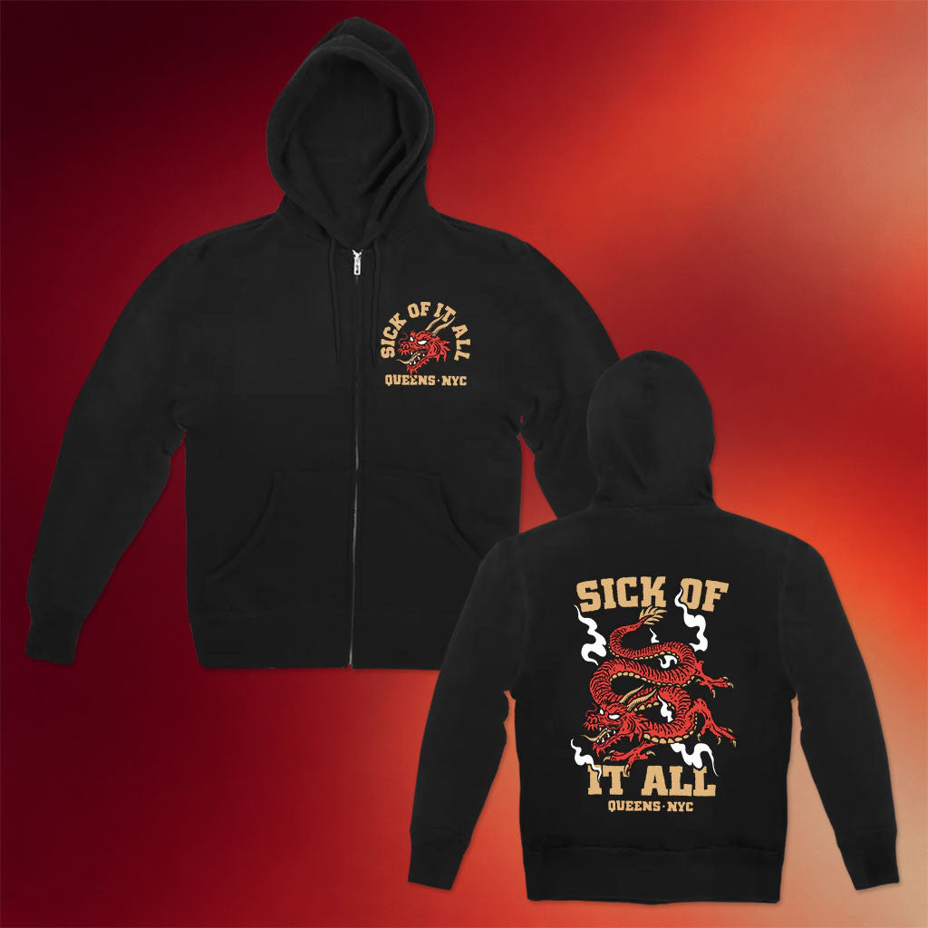 Sick Of It All Merch 2026 Sick Of It All Smoke Dragon Zip Hoodie Rock Fan Gifts - Merchluma
