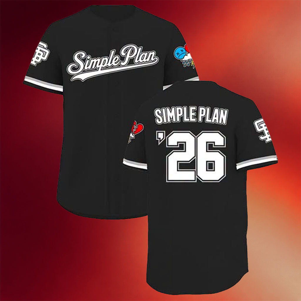 Simple Plan Merch 2026 Simple Plan The Bigger Than You Think Tour 2026 The Sequel Baseball Jersey - Merchluma