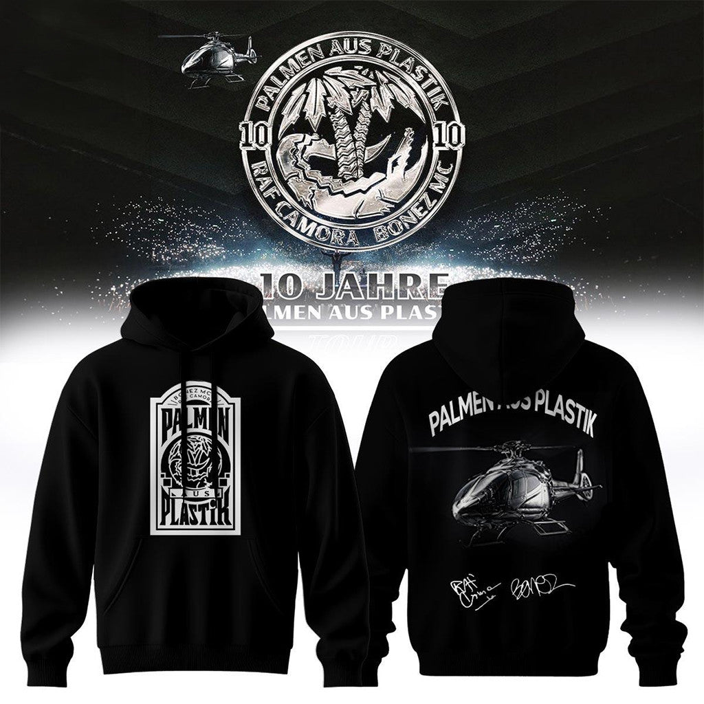 RAF Camora 26 Bonez MC 10 Jahre Palmen Aus Plastik Tour 2026 Signature Hoodie RAF Camora Merch - Merchluma