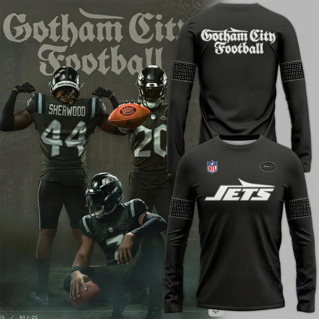 New York Jets Gotham City Football Uniforms Long Sleeve Shirt NY Jets Merch Presents For Him - Merchluma