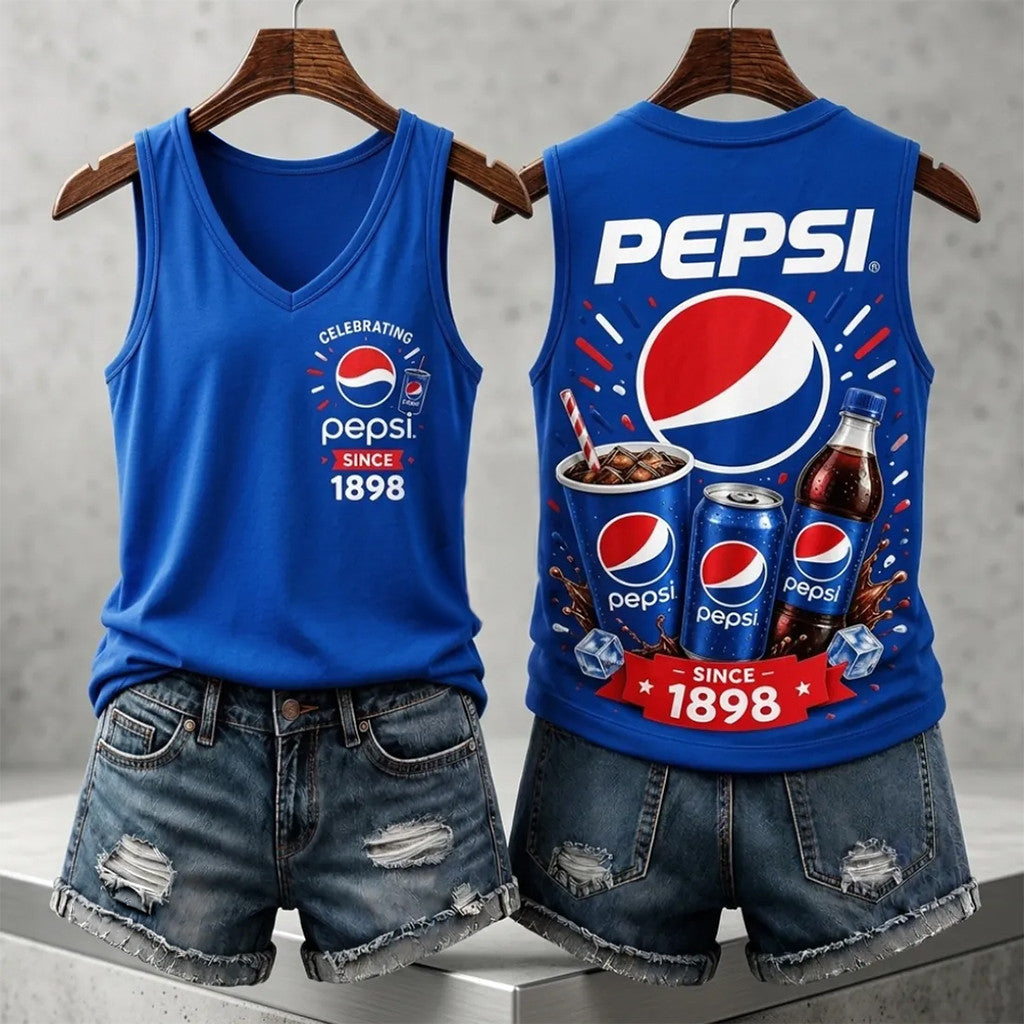 Celebrating Pepsi 1898 Vintage Logo V-Neck Tank Top Summer Gifts For Her - Merchluma