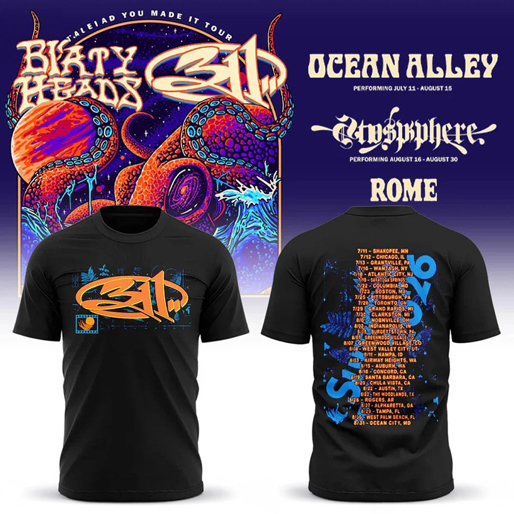 311 Band Summer 2026 Shirt Black Dirty Heads x 311 Band Merch So Glad You Made It Tour T-Shirt - Merchluma
