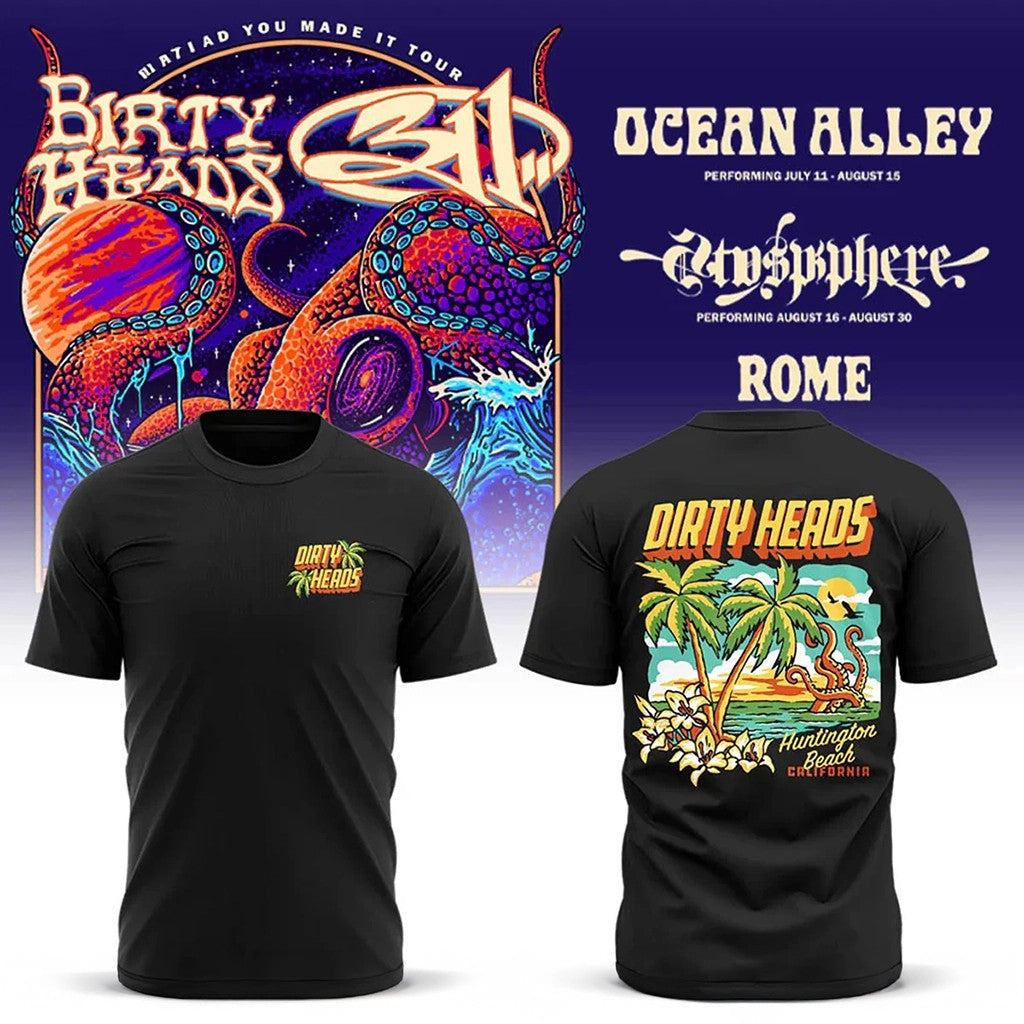 Dirty Heads Shirt Dirty Heads x 311 Band Merch So Glad You Made It Tour T-Shirt Black Gear - Merchluma