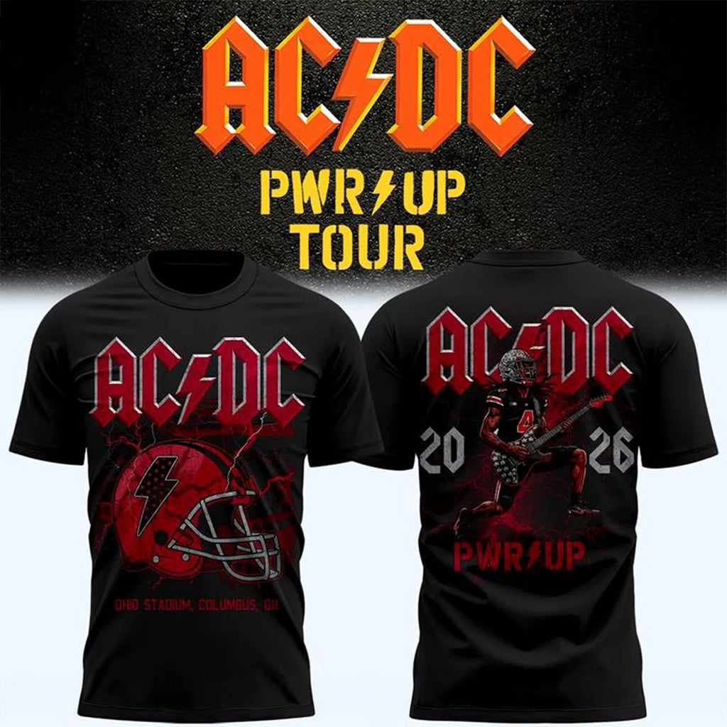 ACDC X Ohio State Buckeyes Football Power Up Tour T-Shirt ACDC Merch Good Gifts For Brother - Merchluma