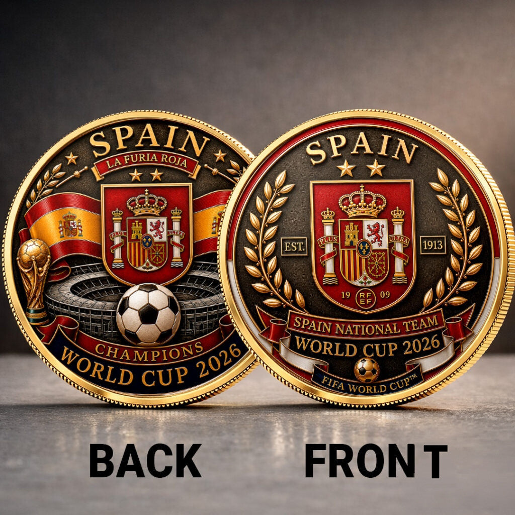 Spain National Team La Furia Roja Champions World Cup 2026 Commemorative Coin Spain Football Merch - Merchluma