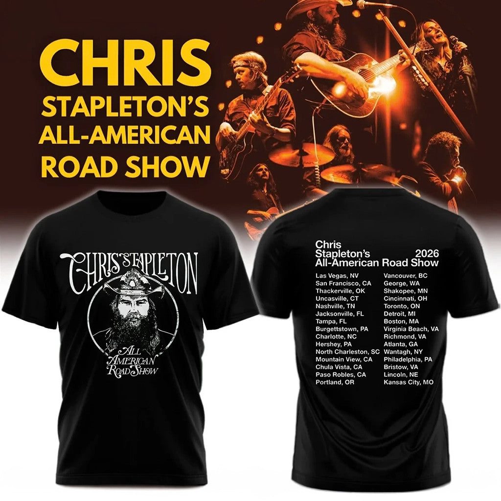 Chris Stapleton 2026 All American Road Show T-Shirt Chris Stapleton Merch Present Ideas - Merchluma