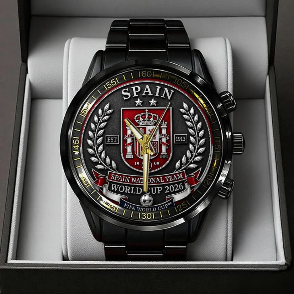 Spain World Cup 2026 Champions Black Watch Spain Football Merch Gifts For Husband - Merchluma