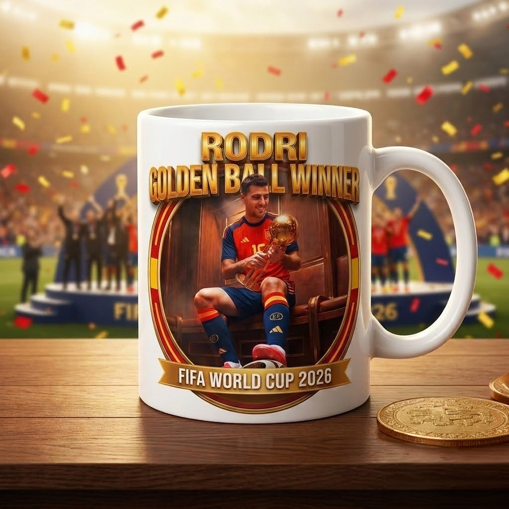 Rodri Golden Ball Winner FIFA World Cup 2026 Mug Rodri Merch Presents For Football Fans - Merchluma
