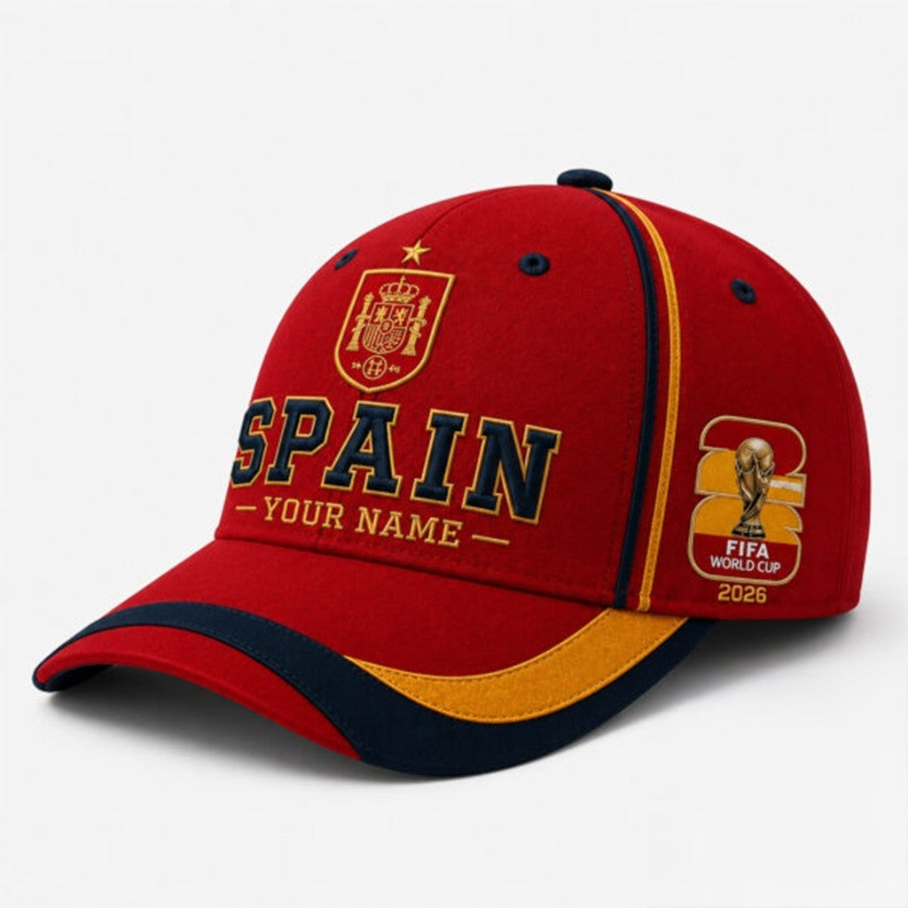 Personalized Spain FIFA World Cup 2026 Baseball Hat Spain Football WC Champions Merch - Merchluma