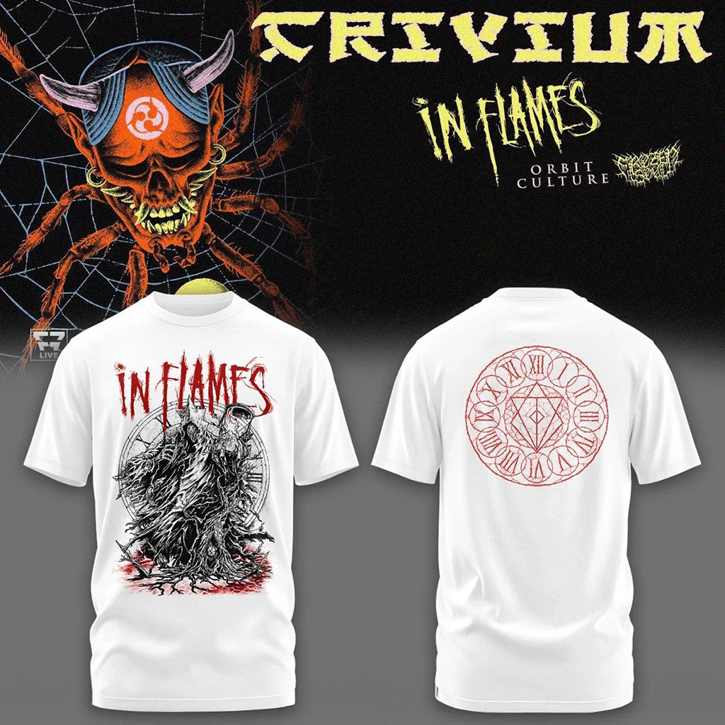 Trivium Merch In Flames The Crown In The Grave Tour Shirt White Gifts For Husband - Merchluma