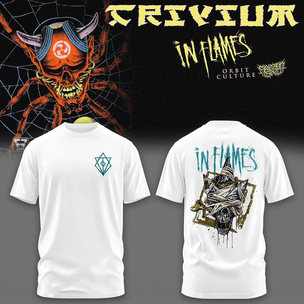 Trivium Merch In Flames The Crown In The Grave Tour Shirt White Presents For Music Lovers - Merchluma