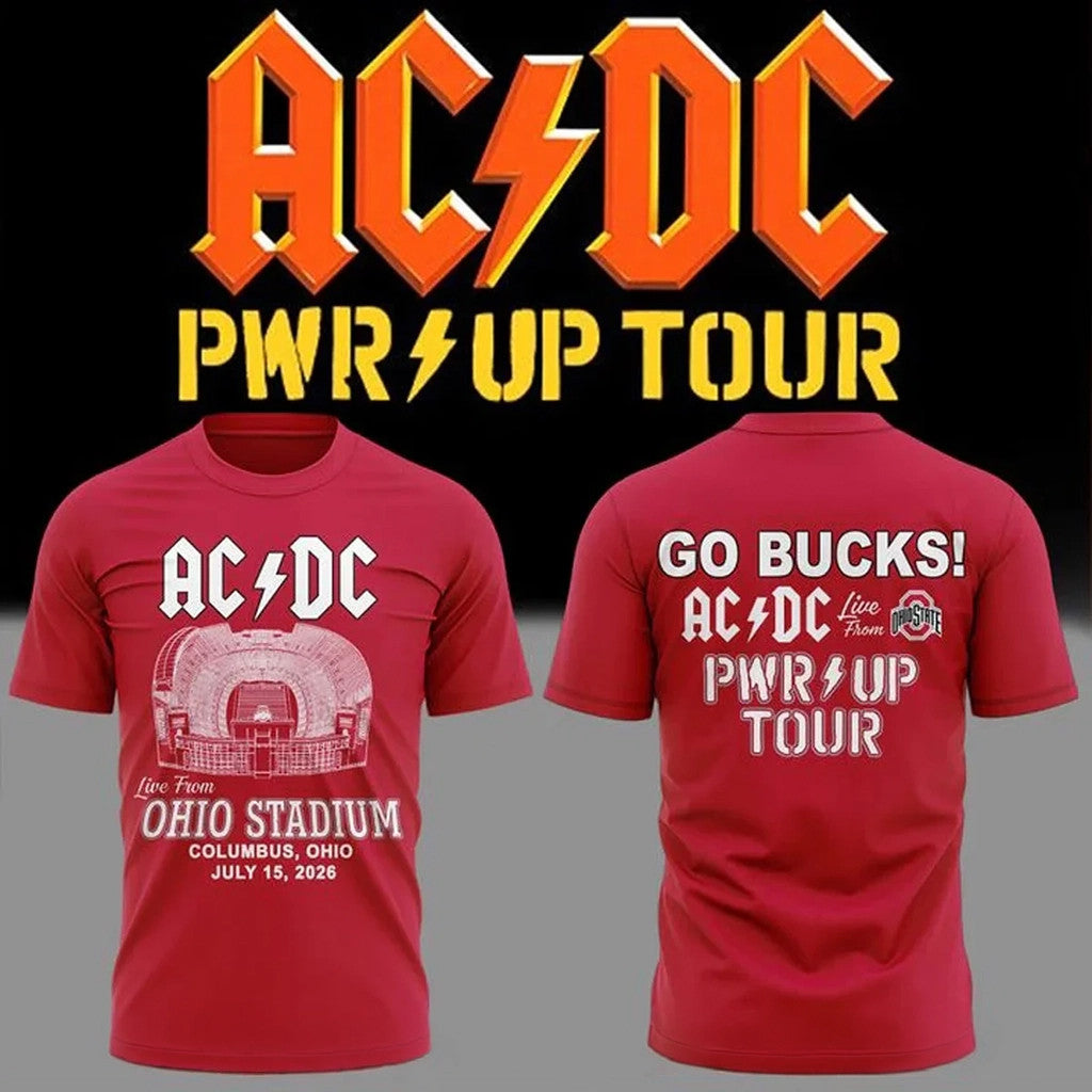 ACDC x Ohio State Buckeyes Merch ACDC Power Up Tour 2026 At Ohio Stadium T-Shirt Go Bucks Shirt - Merchluma