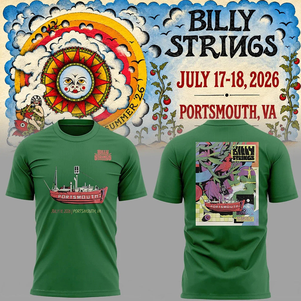 Billy Strings Tour 2026 Portsmouth T-Shirt Billy Strings Merch Green Brother Gifts - Merchluma