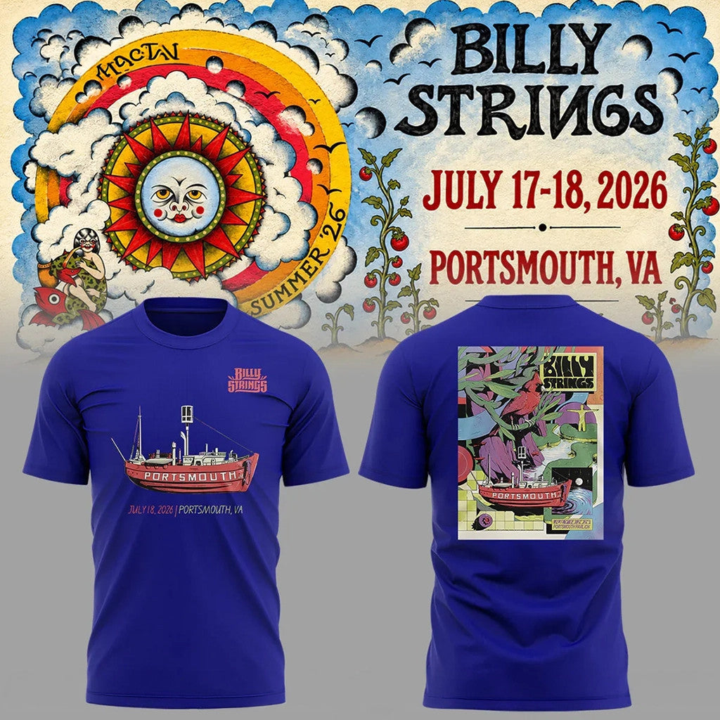 Billy Strings Tour 2026 Portsmouth T-Shirt Billy Strings Merch Royal Music Lovers Gifts - Merchluma