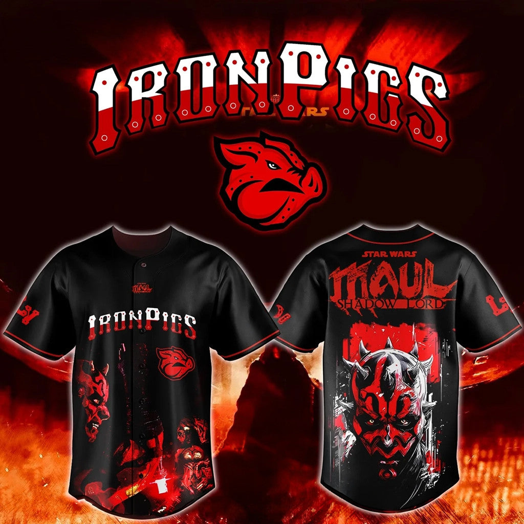 Lehigh Valley Ironpigs X Star Wars Maul Shadow Lord Baseball Jersey Ironpigs Merch Fan Gear - Merchluma