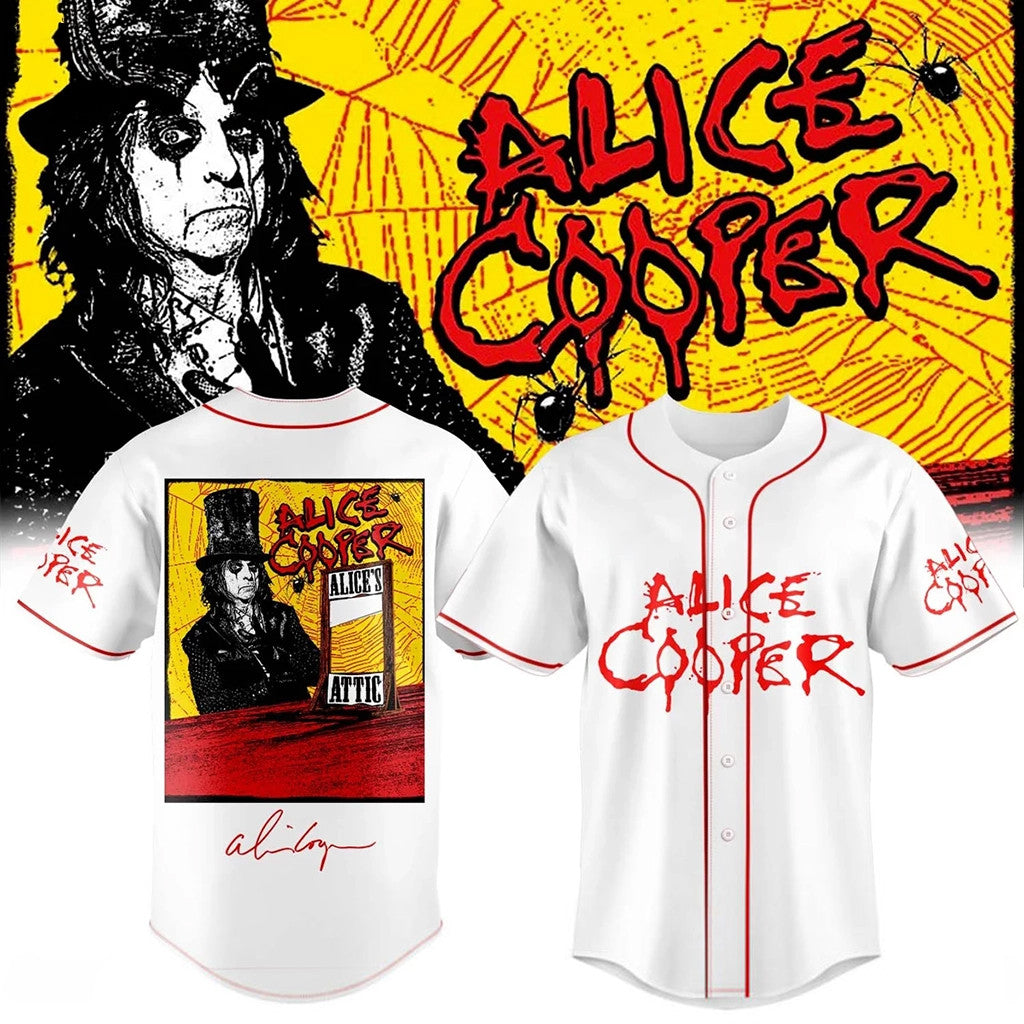 Alice Cooper Alice's Attic Tour 2026 Baseball Jersey Alice Cooper Merch Good Gifts For Him - Merchluma