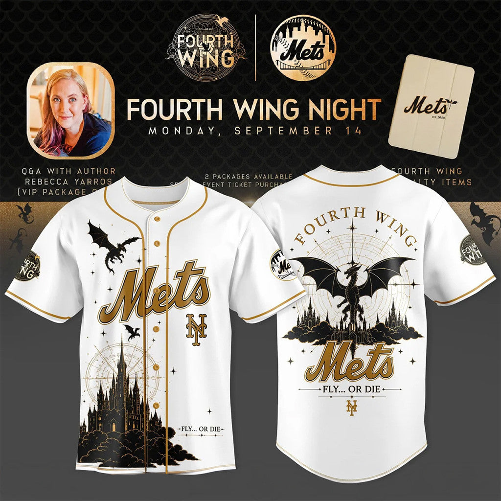 New York Mets x Fourth Wing Night 2026 Baseball Jersey NY Mets Merch Baseball Enthusiast Gifts - Merchluma