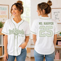 Custom #3rd Grade Teacher Baseball Jersey Coquette Gingham Bow Back To School Shirt Teacher Gifts - Merchluma
