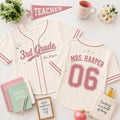 Custom 3rd Grade Teacher Floral And Stripes Baseball Jersey Back To School Shirt Teacher Merch - Merchluma