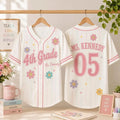 Custom 4th Grade Teacher Florals Baseball Jersey Back To School Shirt Teacher Apparel Her Gifts - Merchluma