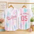 Custom 4th Grade Teacher Tie Dye Baseball Jersey Back To School Merch Best Gifts For Teachers - Merchluma