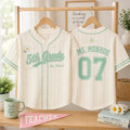 Custom 5th Grade Teacher Floral And Stripes Baseball Jersey Back To School Shirt Teacher Apparel - Merchluma