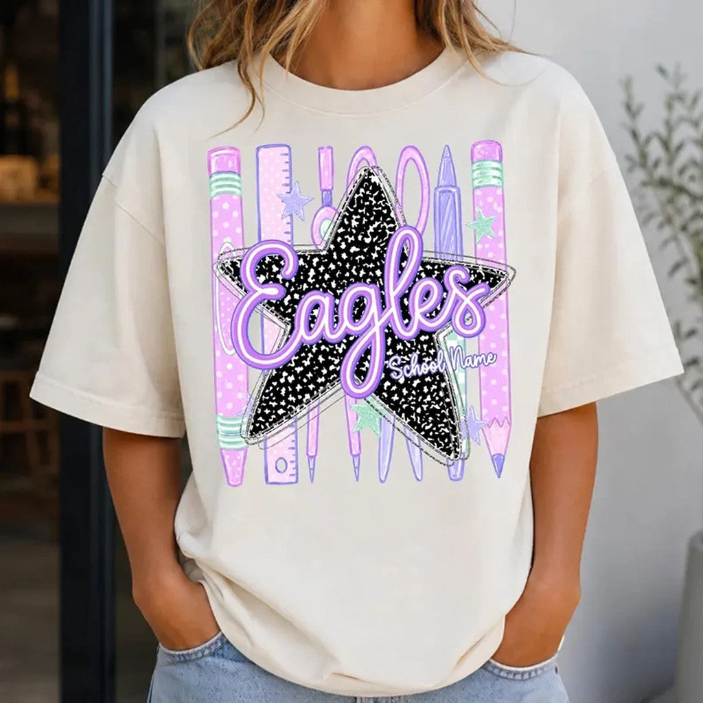 Custom Pencil And Stars Back To School Shirt School Supplies Graphic Tees Gifts For Students - Merchluma