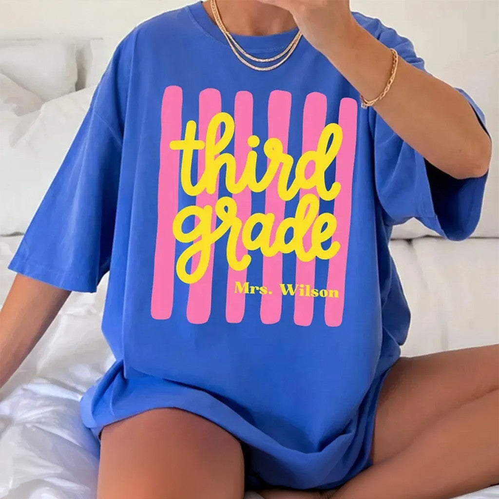 Custom Third Grade Teacher Shirt 3Rd Grade Back To School Staff Shirts Teachers Gifts - Merchluma