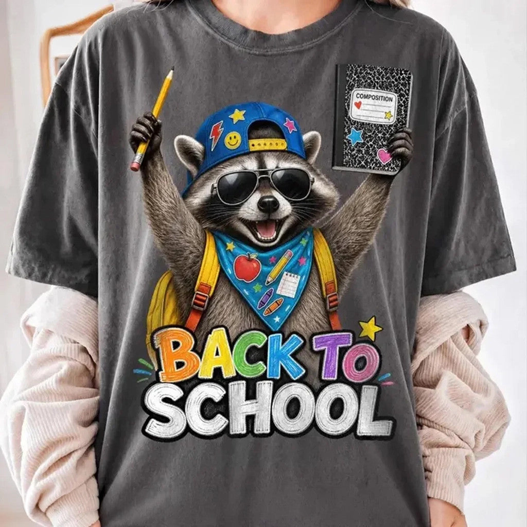 Raccoon Back To School Shirt Funny Raccoon T-Shirt First Day Of School Teacher Apparel - Merchluma