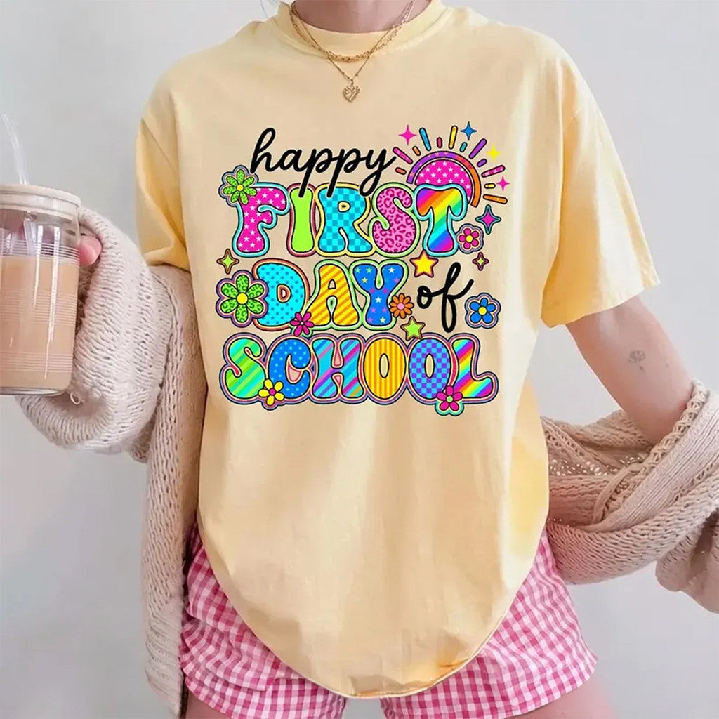 Happy First Day Of School T-Shirt Back To School Shirt Cute Gifts For Teachers - Merchluma