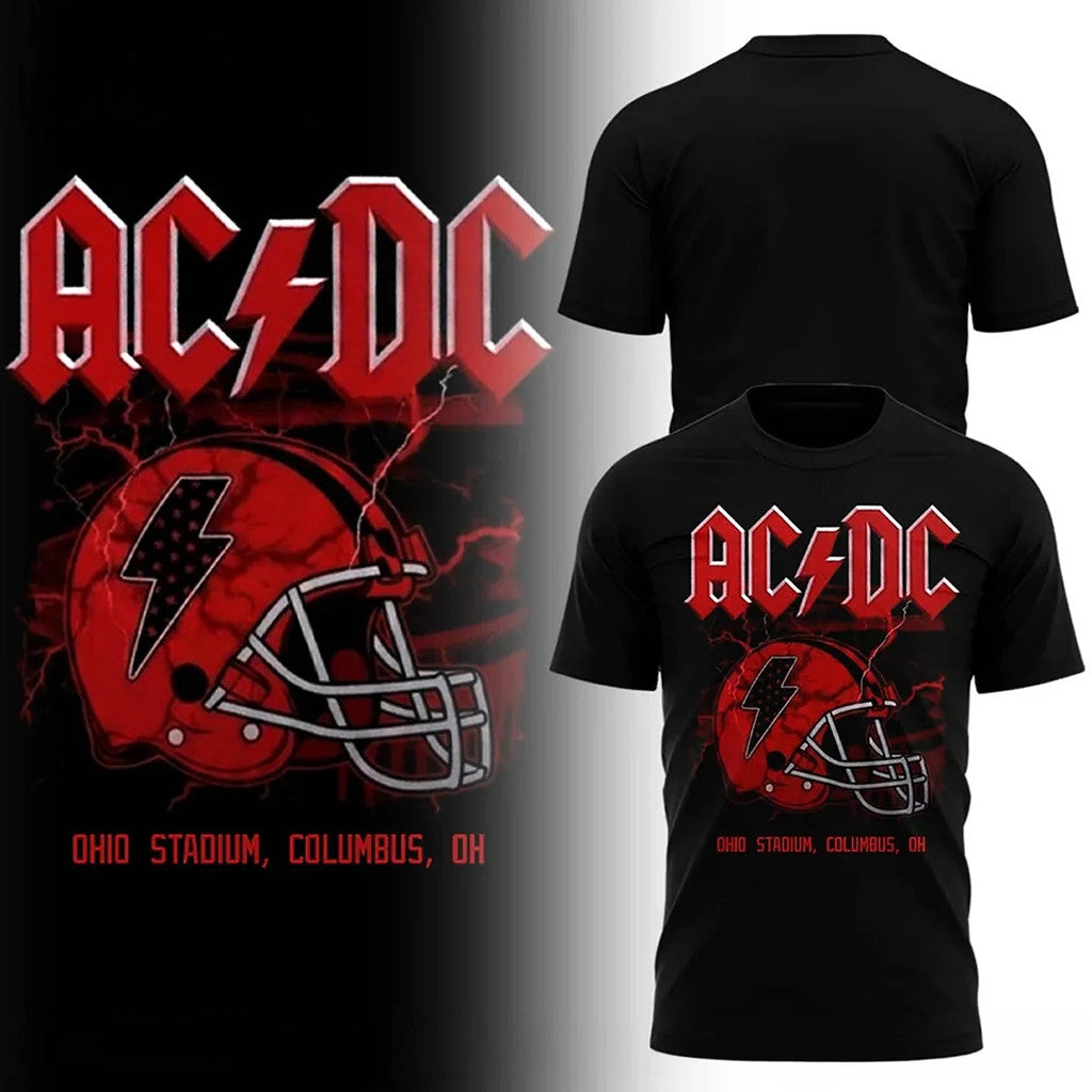 ACDC x Ohio State Buckeyes Merch ACDC Power Up Tour 2026 At Ohio Stadium Shirt Black Clothes - Merchluma